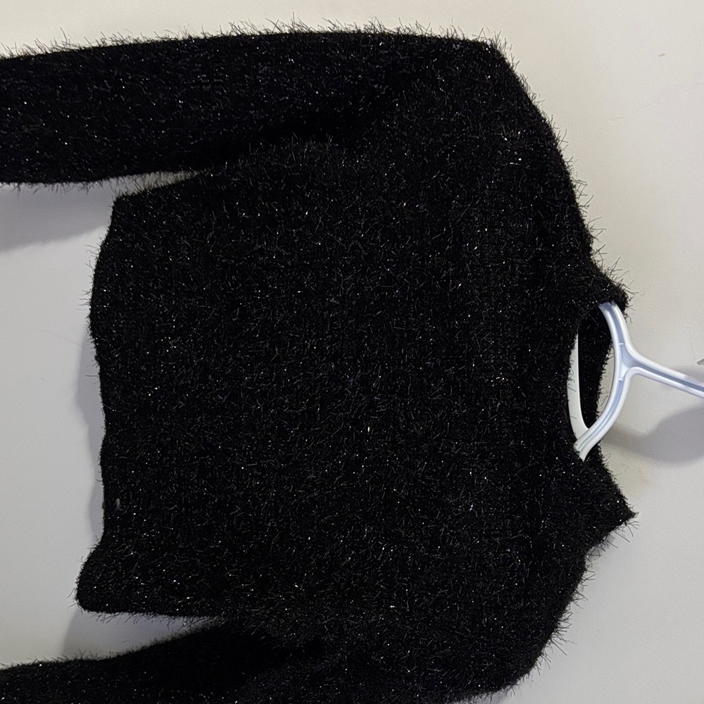 Divided Black Textured Sweater